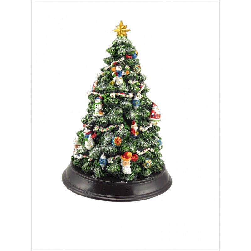 Music Box World Decorated Christmas Tree  - Medium  Christmas tree. The tree is illuminated (colour change) and plays 8 electronic Christmas carols. Battery operated