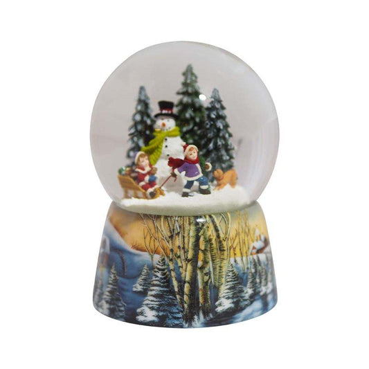 Music Box World Snow Globe Building a Snowman