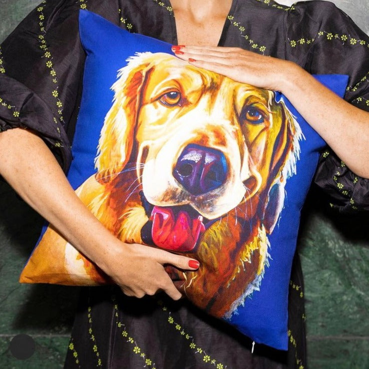 Eoin O'Connor Mutz Cushion - The Golden One  Add a funky feel to your couch and living room with these great 45cm x 45m cotton cushions, printed on both sides. 