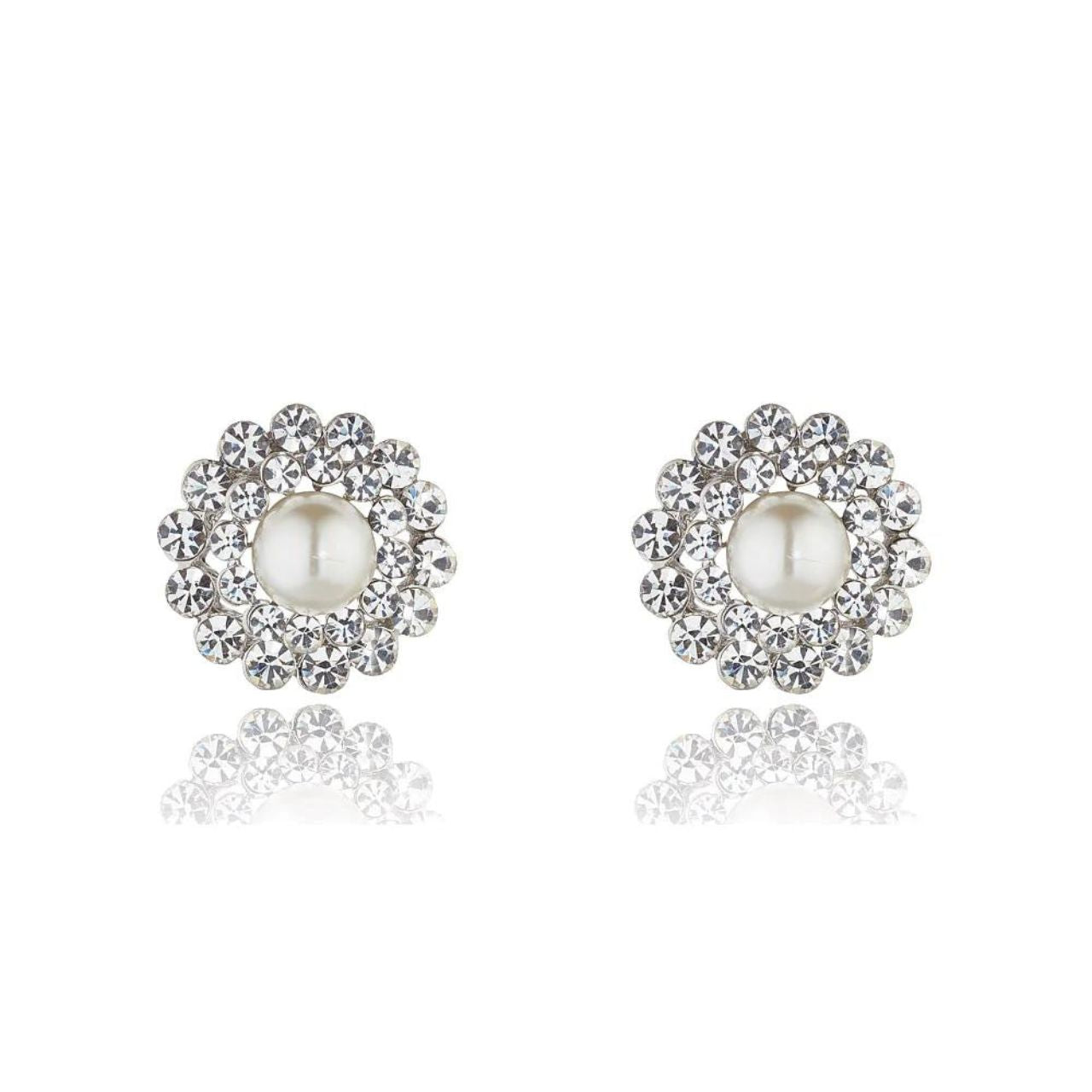 Knight & Day Fiorela Earrings  Glamorous faux pearl & crystal earrings in floral design. Stud fastening.
