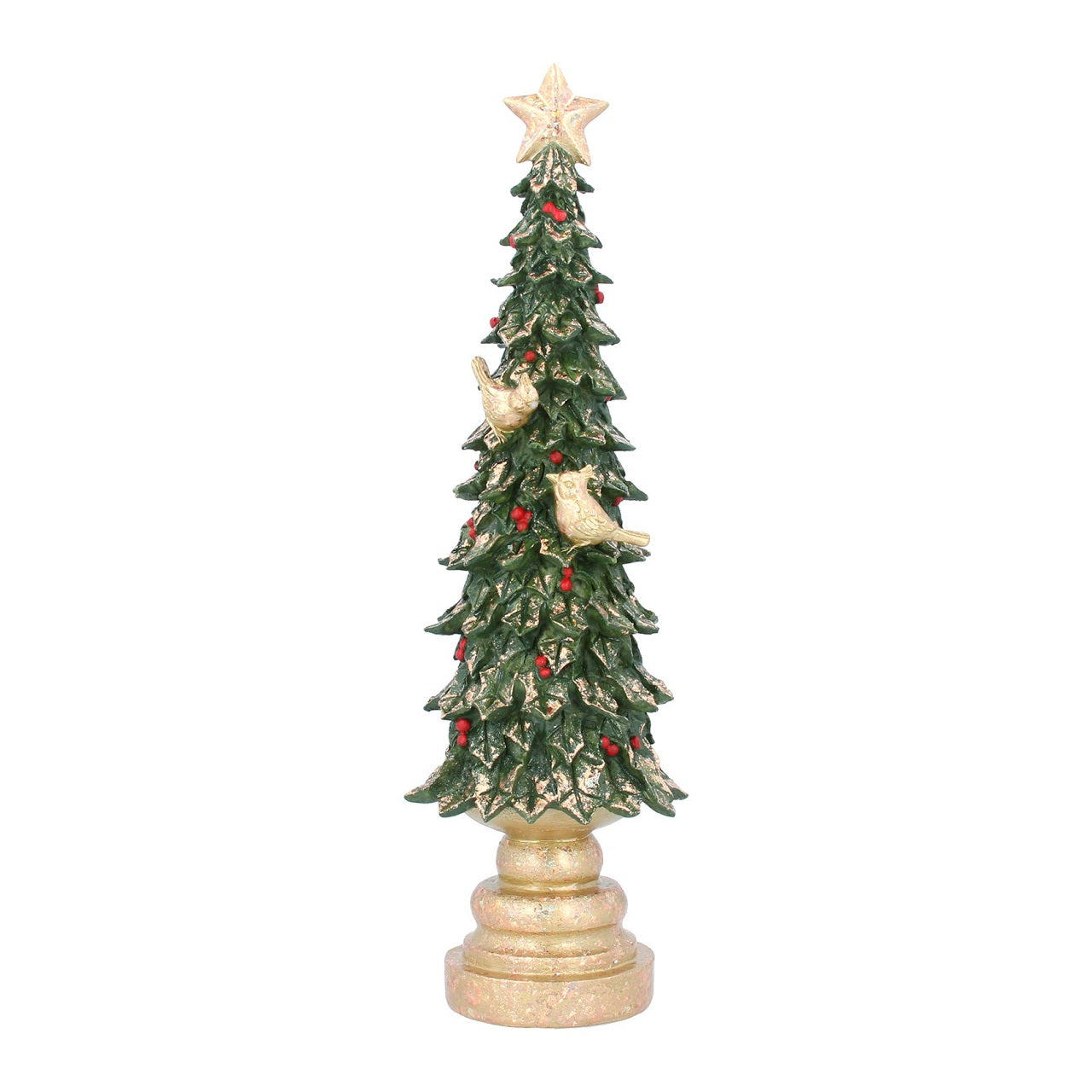 Gisela Graham Nostalgic Christmas Tree on Gold Plinth  Browse our beautiful range of luxury Christmas tree decorations and ornaments for your tree this Christmas.  Add some style to your home this Christmas with this glittering gold tipped nostalgic Christmas tree on a gold plinth.
