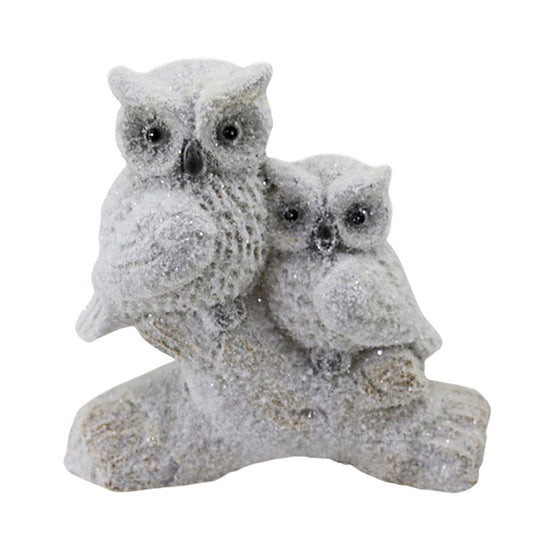Christmas Pair of Snowy Owls Figurine  Bring some adorable festive sparkle to your home with this sweet pair of glittery Owls figurine. 