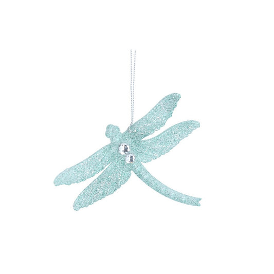 Gisela Graham Pale Blue Glitter Dragonfly Christmas Hanging Ornament  Browse our beautiful range of luxury Christmas tree decorations and ornaments for your tree this Christmas.  Add style to your Christmas tree with these elegant acrylic pale blue glitter dragonfly hanging ornament.