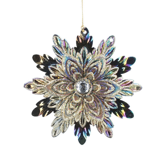 Gisela Graham Peacock Layered Snowflake Hanging Ornament  Browse our beautiful range of luxury Christmas tree decorations and ornaments for your tree this Christmas.  Add style to your Christmas tree with this elegant Christmas peacock layered snowflake.