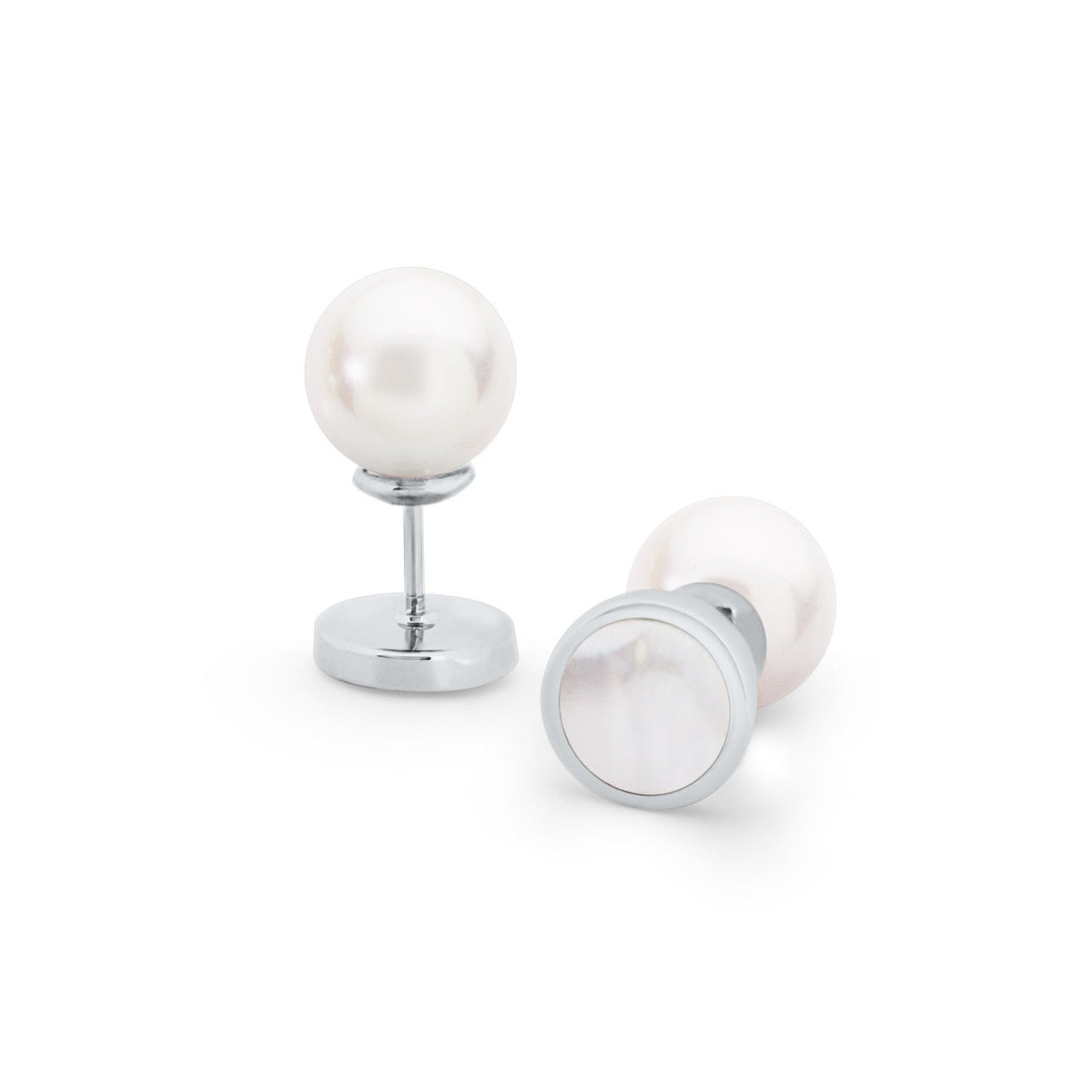 Tipperary Crystal Pearl Moon Earrings - Silver