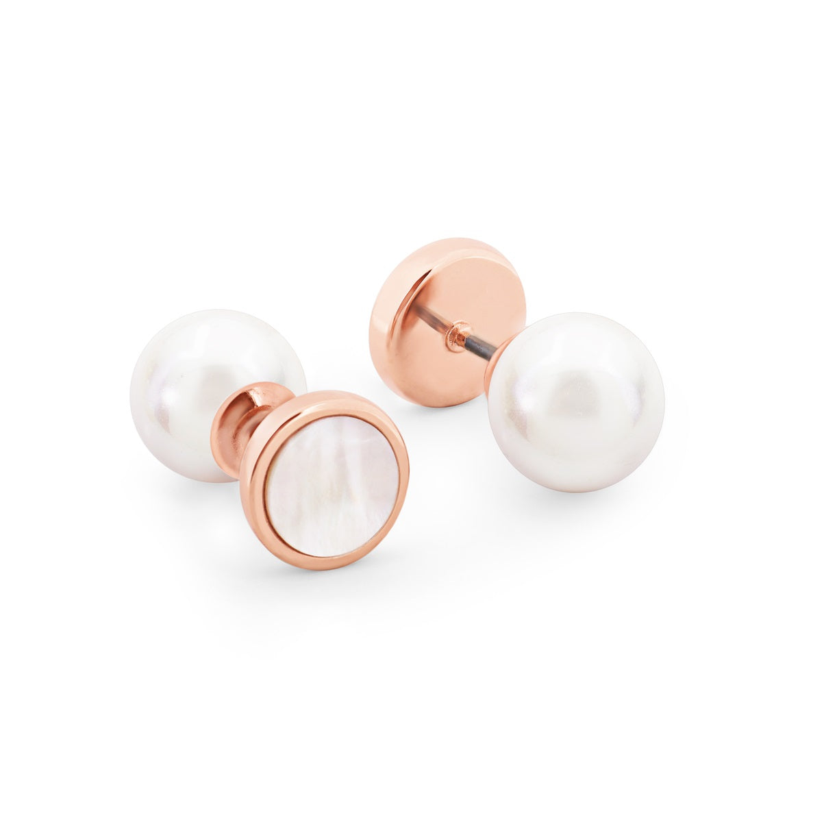 Tipperary Crystal Pearl Moon Earrings - Rose Gold
