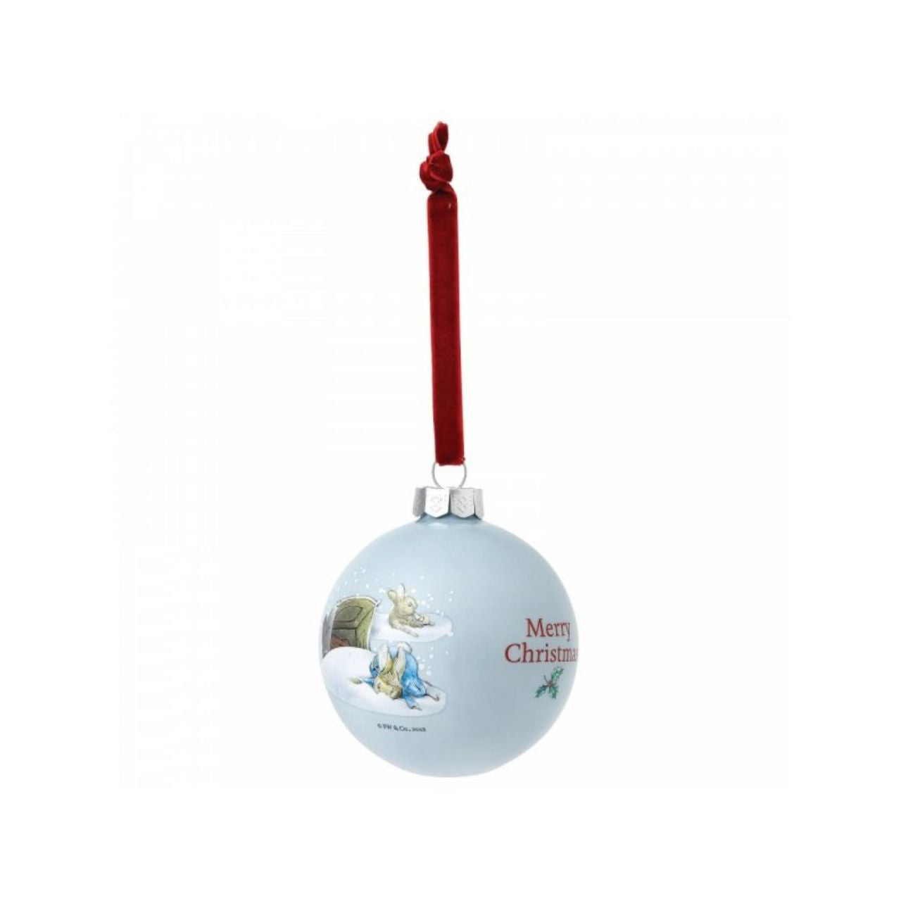 Peter & Benjamin's Fun in the Snow Bauble  Wish someone a very Merry Christmas with this Peter & Benjamin's Fun in the Snow Bauble. This bauble would make a treasured keepsake over the festive period, and would be take pride of place on the Christmas tree. Presented in a branded box.