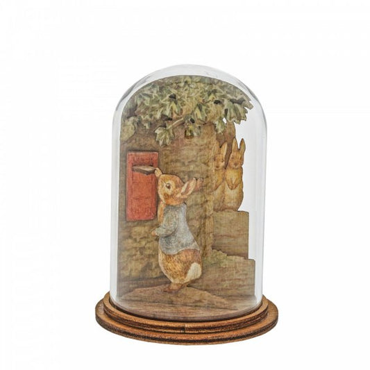 Peter Posting Letter Wooden Figurine  This charming Peter Rabbit wooden figurine has been intricately created and comes encased in a beautiful eco-friendly glass dome.