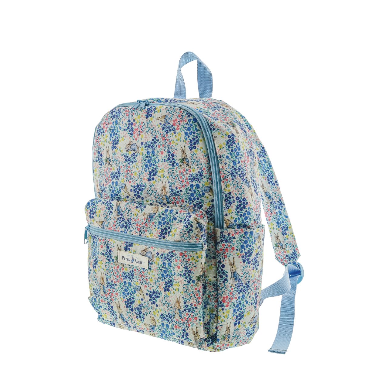 Beatrix Potter Peter Rabbit Garden Party Backpack  This classic adult backpack features a brand new design as part of our Peter Rabbit Garden Party Pop Up Collection. A large interior with an exterior zip pocket, side pockets and adjustable straps makes this the perfect accessory for those on the go. 