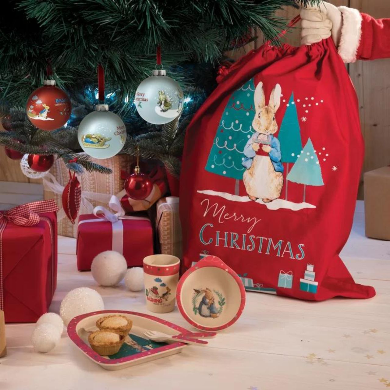 Beatrix Potter Peter Rabbit Christmas Sack  This Charming Peter Rabbit Christmas sack makes a brilliant alternative to a Christmas stocking, so why not make a new tradition this Christmas. Made of 100% cotton, this Christmas sack is durable and can be used year after year. 