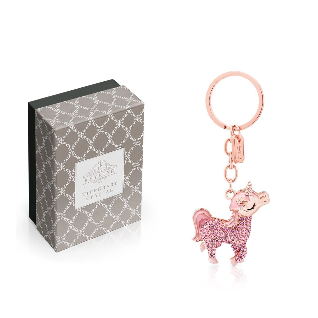 Tipperary Crystal Pink Unicorn Keyring  Transform your keys to a fashion statement with this cute pink unicorn on the end of a keyring.