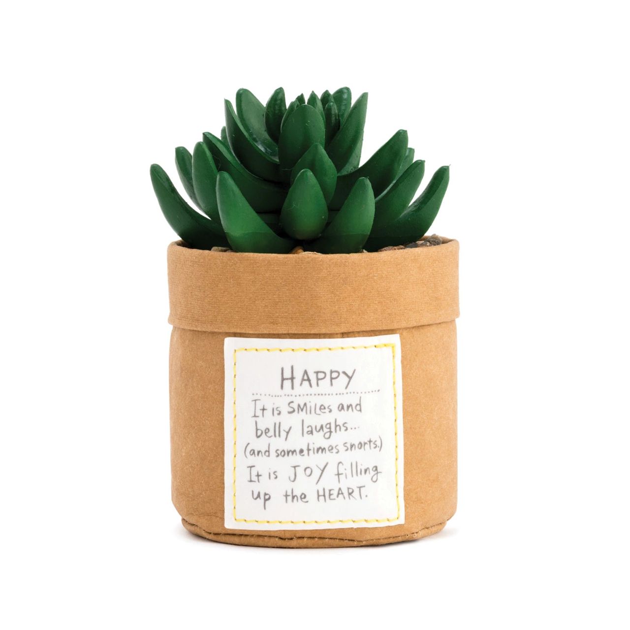 Lori Siebert Plant Kindness - Happy  Lori Siebert combined inspiration from the row of succulents on her daughter's windowsill with her whimsical, artistic celebration of life to form the Plant Kindness collection. Give Plant Kindness - Happy to someone who already gets great joy out of life or to someone in need of cheering up.