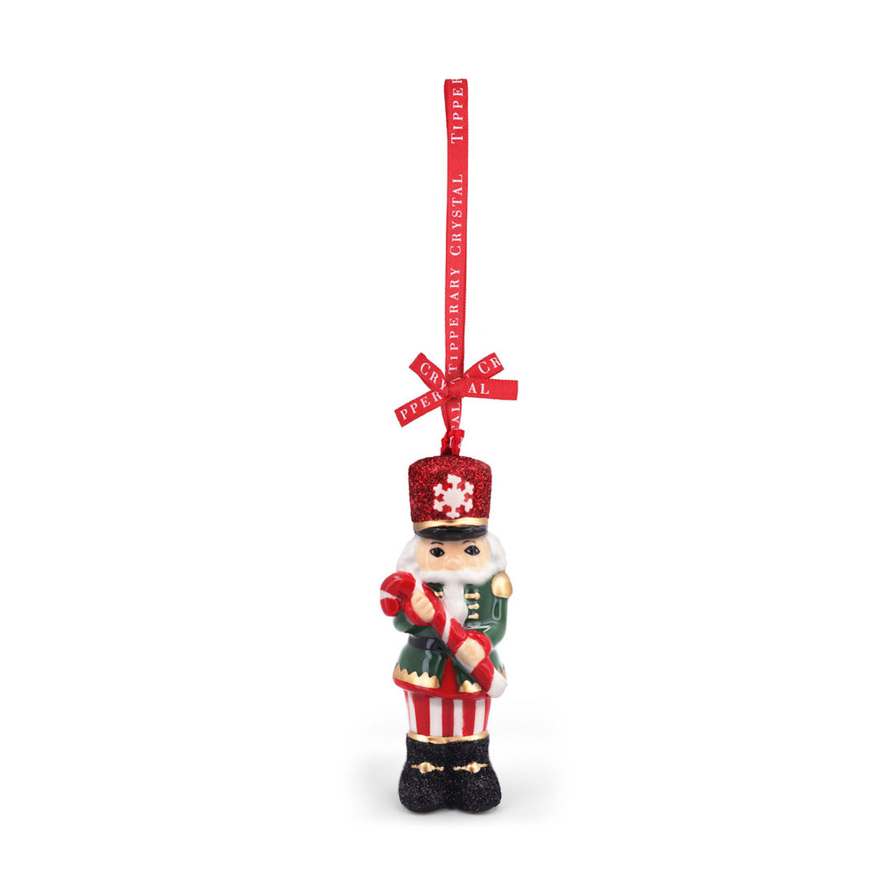 Tipperary Crystal Porcelain Nutcracker Christmas Decoration  We just Love Christmas! The festive season, the giving of gifts, creating memories and being together with family and loved ones. Have lots of fun with our lovingly designed and created Christmas decorations, each one has a magic sparkle of elf dust!