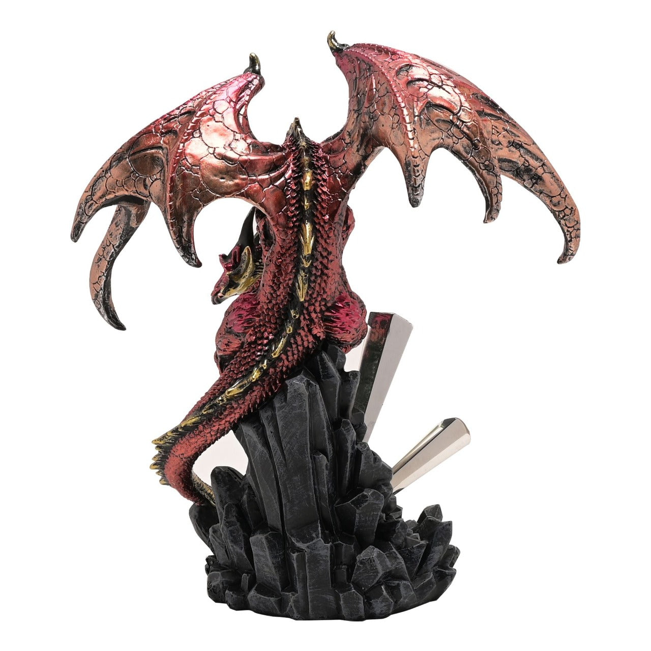 Red Dragon With Crystals Diorama Figurine  A red dragon with crystals diorama figurine by HOCUS POCUS NOVELTIES®.  This majestic figurine captures the mythical world of dragons for those obsessed with fantasy.