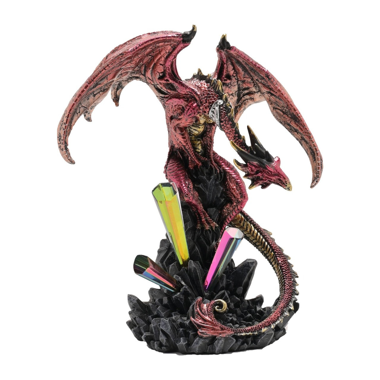 Red Dragon With Crystals Diorama Figurine  A red dragon with crystals diorama figurine by HOCUS POCUS NOVELTIES®.  This majestic figurine captures the mythical world of dragons for those obsessed with fantasy.
