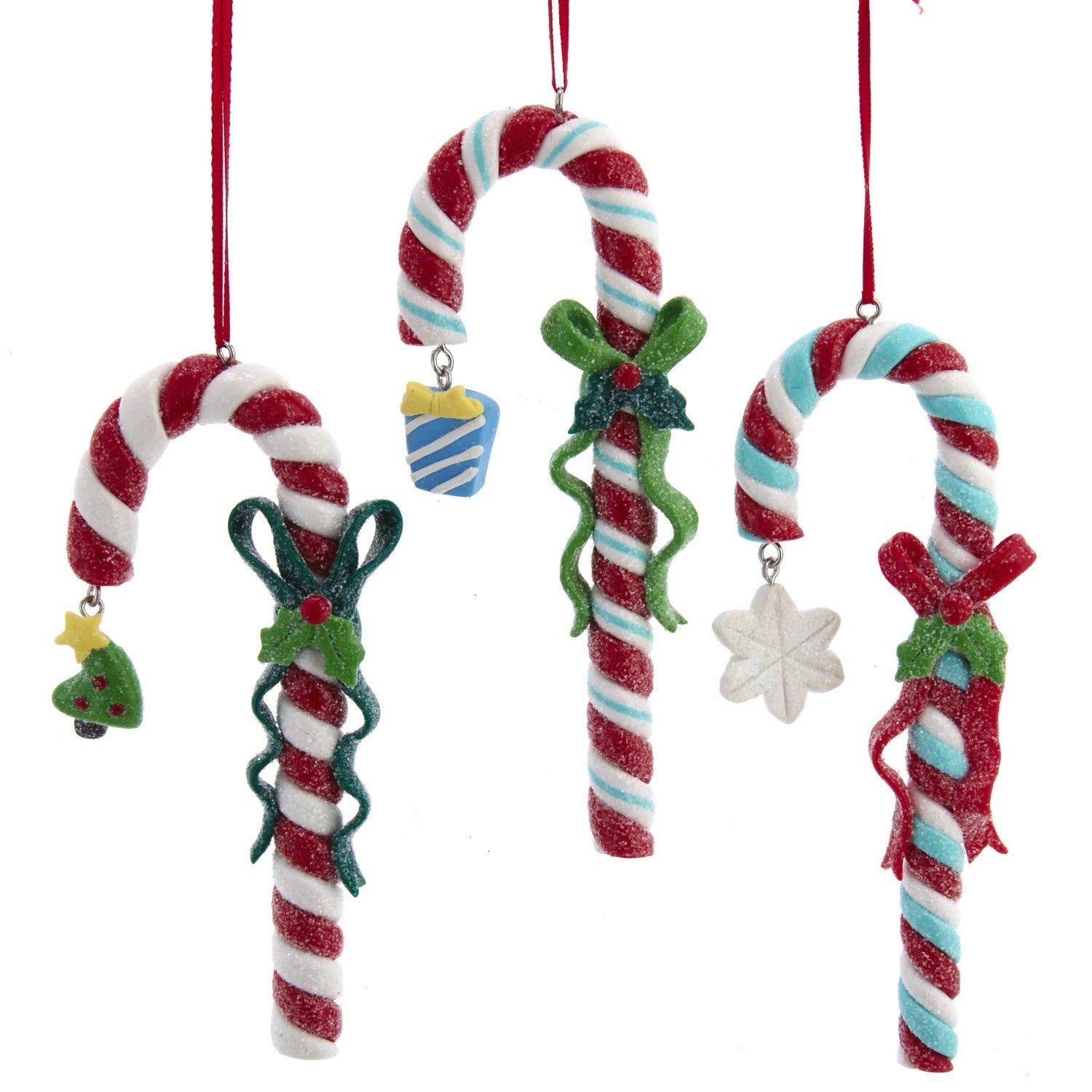 Kurt S Adler Retro Mint Candy Cane Christmas Ornament - Gift Box Dangle