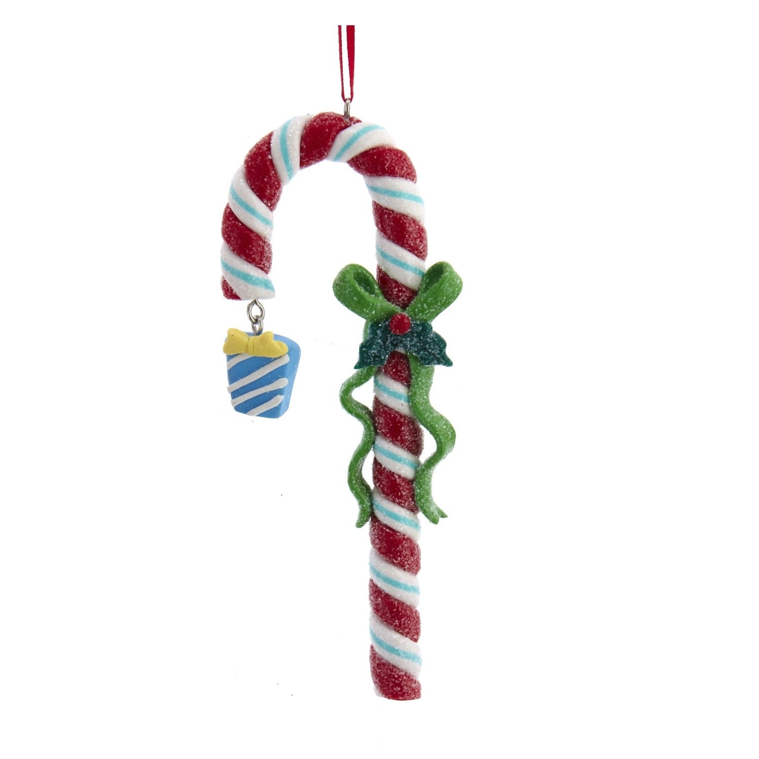 Kurt S Adler Retro Mint Candy Cane Christmas Ornament - Gift Box Dangle