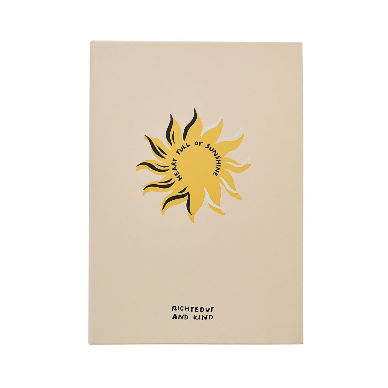 Righteous & Kind A5 Notebook  A stylish notebook that would make a beautiful gift for those who love to note down their thoughts or doodle. With a gold sun design, this would make a cute addition to any free spirit's stationary collection.