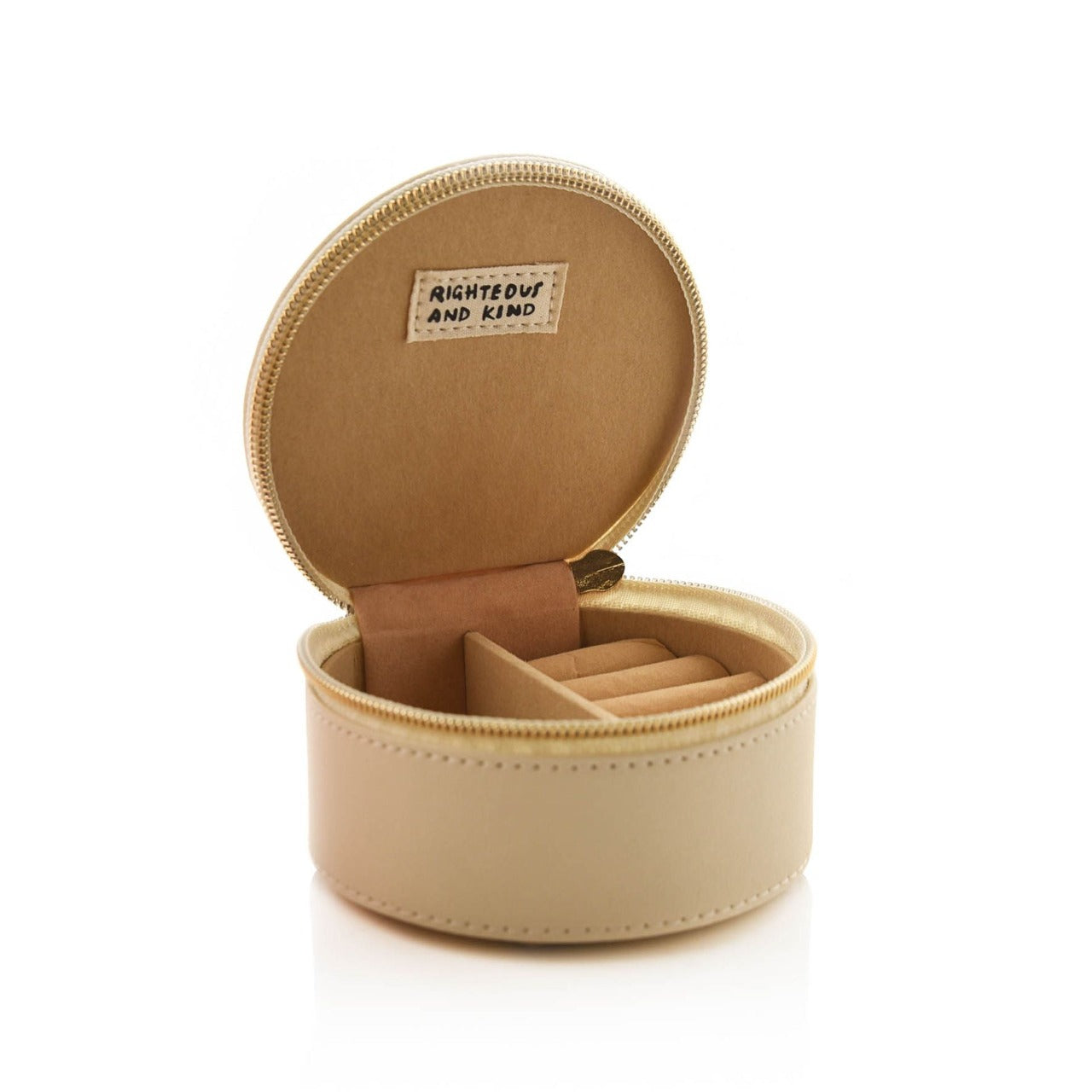 Righteous & Kind Jewellery Box  This pretty faux leather jewellery box would make a fashionable gift for any loved one. Whether for friends, family, or partners, gift them this stylish and safe place to store their jewellery. 