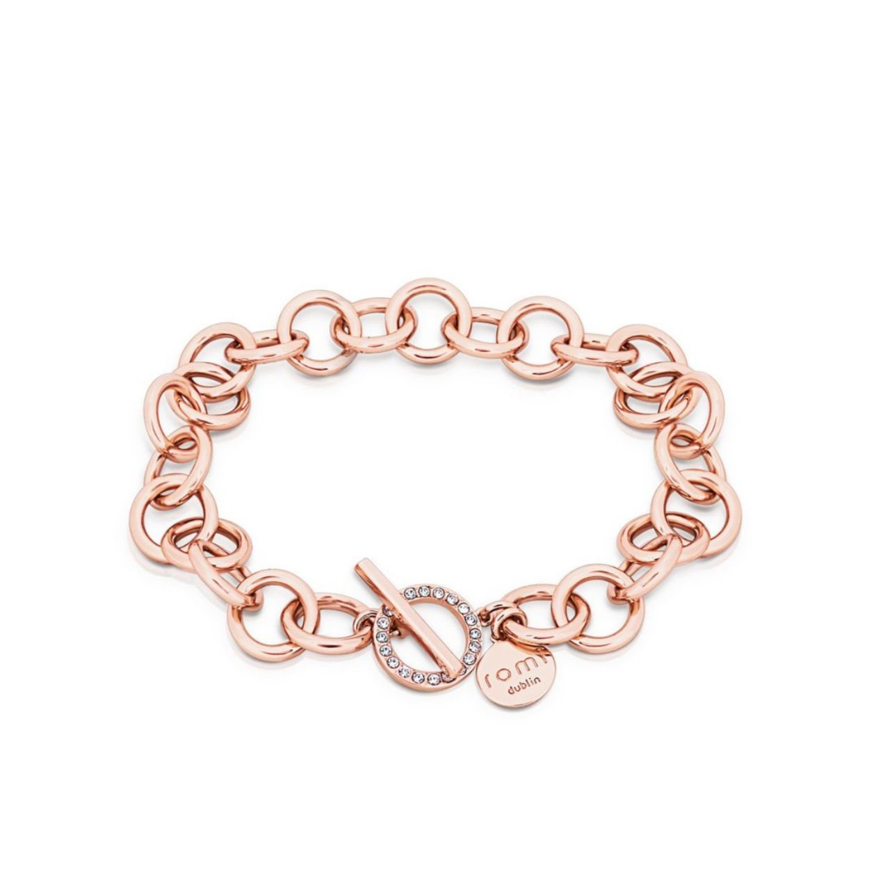 Tipperary Crystal Romi Dublin Rose Gold Circle Bar Heavy Bracelet  Simple and understated this collection has a contemporary and sleek look that will allow you to accessorise with any outfit.