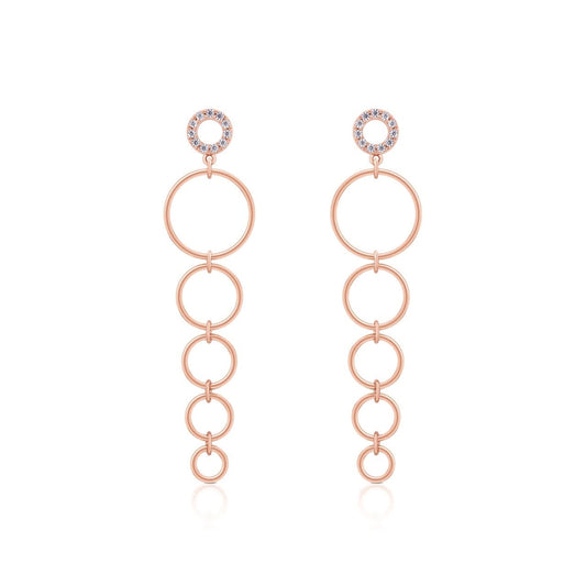 Romi Rose Gold Circle Drop Earrings  Simple and understated this collection has a contemporary and sleek look that will allow you to accessorise with any outfit.
