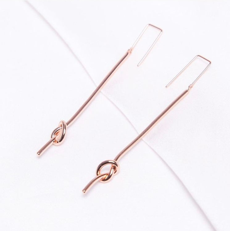Romi Rose Gold Knot Drop Earrings