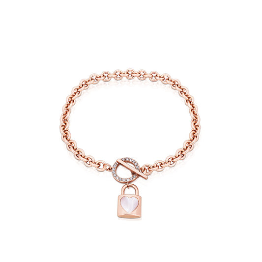 Romi Rose Gold Padlock Bar Bracelet