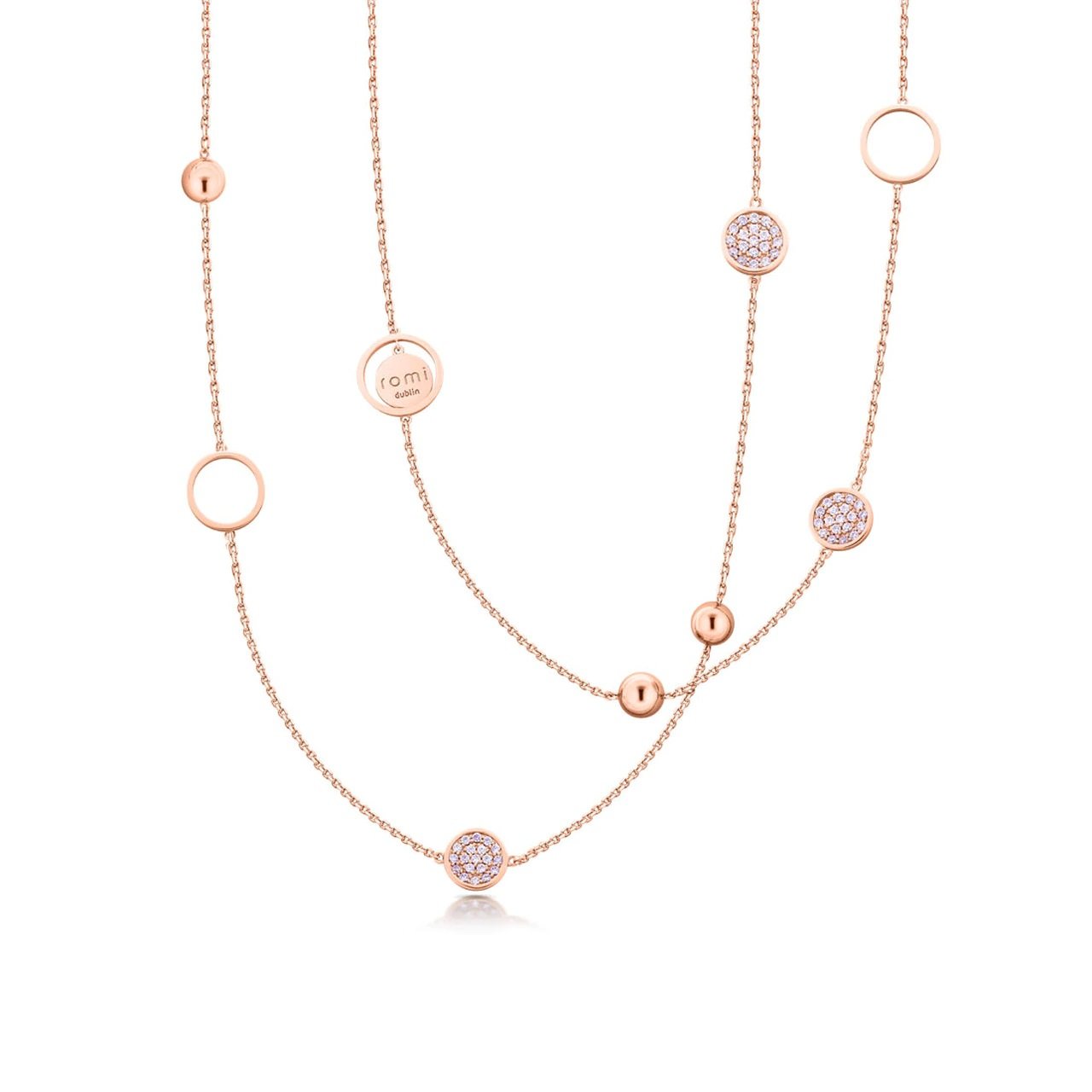 Romi Rose Gold Pavé & Bead Necklace  Simple and understated this collection has a contemporary and sleek look that will allow you to accessorise with any outfit.