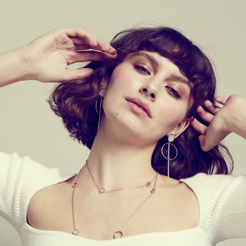 Romi Rose Gold Pavé & Bead Necklace  Simple and understated this collection has a contemporary and sleek look that will allow you to accessorise with any outfit.