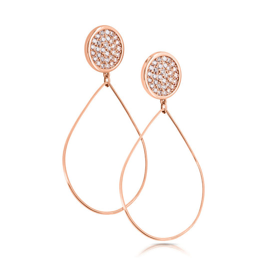 Romi Dublin Rose Gold Pavé Disc Drop Earrings