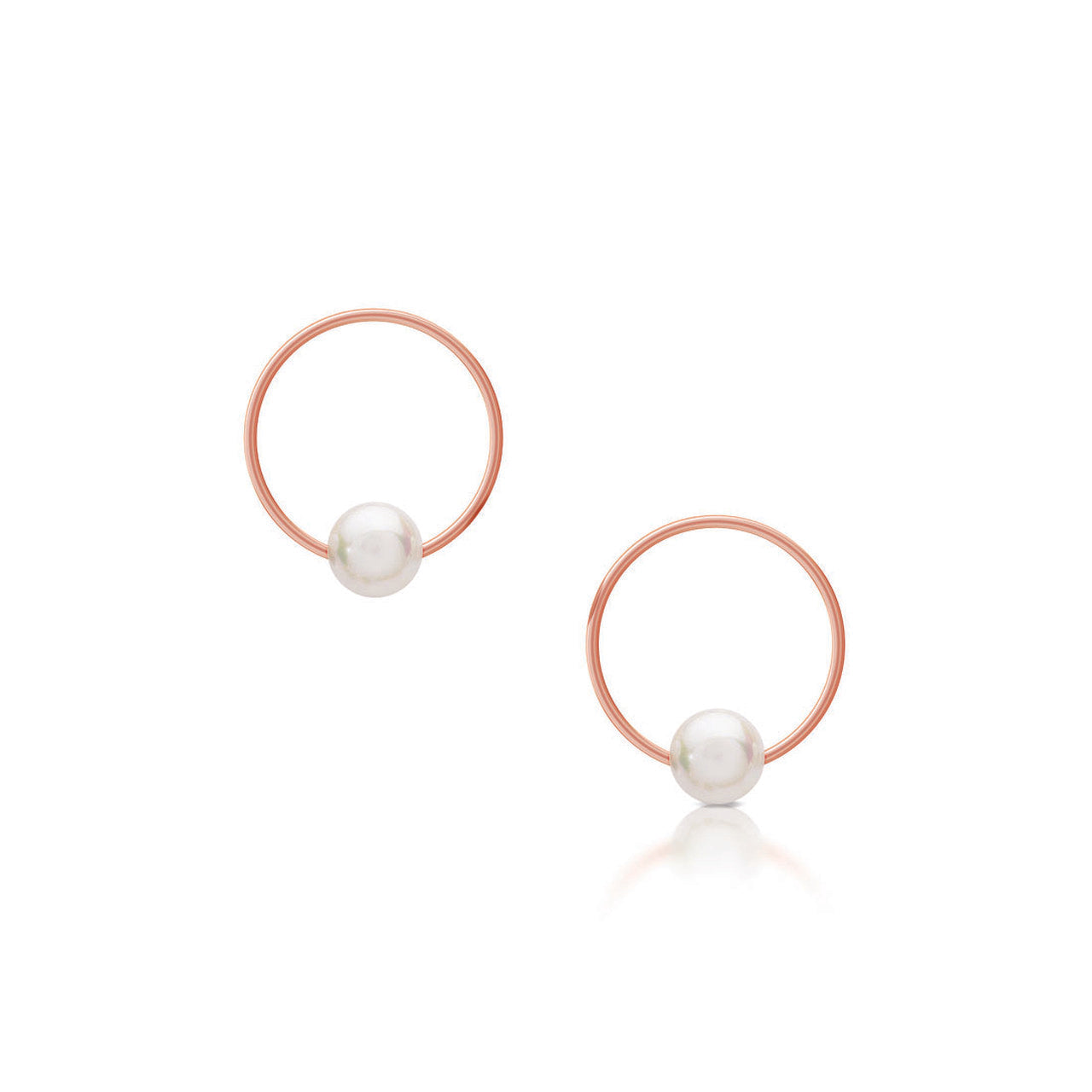 Romi Dublin Rose Gold Pearl & Circle Earrings