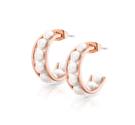 Romi Dublin Rose Gold Pearls Inset Earrings