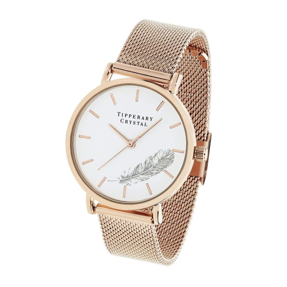 Tipperary Crystal Rose Gold Feather Watch