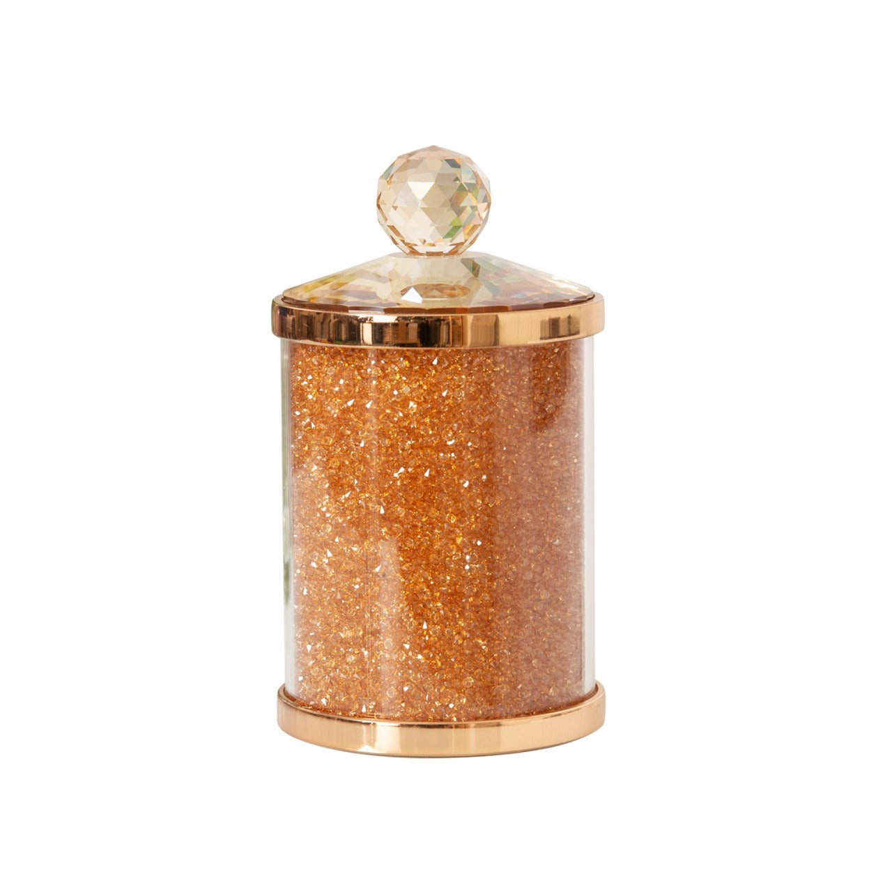 Estella Rose Gold Glass & Crystal Trinket Box  Store those bits and bobs, jewellery or keepsakes in style with this rose gold metal, champagne glass and amber crystal trinket box. From Estella by SOPHIA® - Champagne Chic women's home and gift evoking the luxurious spirit of the art deco era.