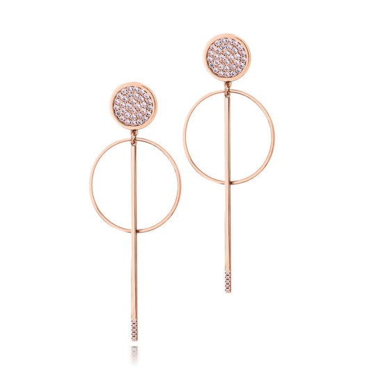 Romi Rose Gold Pavé Hoop & Stem Earrings  Simple and understated this collection has a contemporary and sleek look that will allow you to accessorise with any outfit.