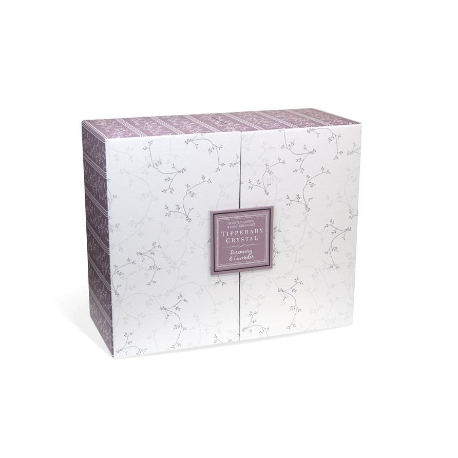 Tipperary Crystal Rosemary & Lavender Candle & Handcream Set
