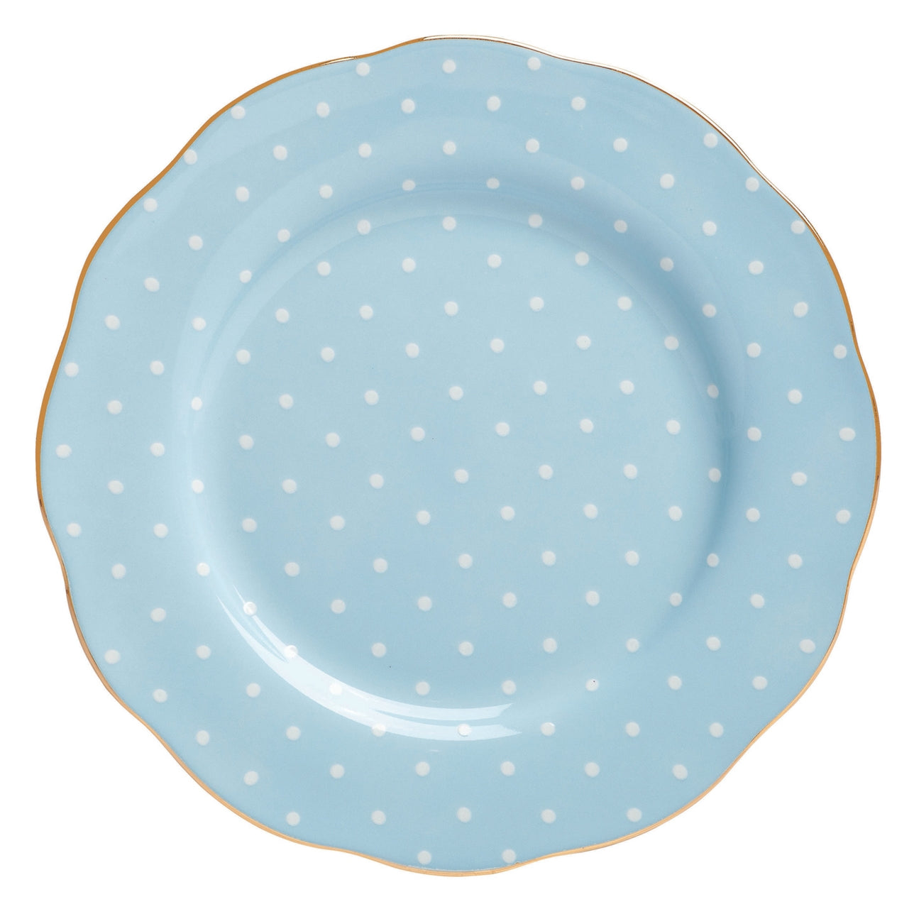 Wedgwood Royal Albert Polka Blue Vintage Side Plate 20cm  Vibrant and vivacious, Polka Blue is a beautiful new addition to the vintage patterns that have made Royal Albert famous the world over. Youthful and exuberant, this Vintage Salad Plate is wonderfully crafted in fine bone china, and combines classic form with intricate detailing, vibrant colours and a lustrous gold rim.
