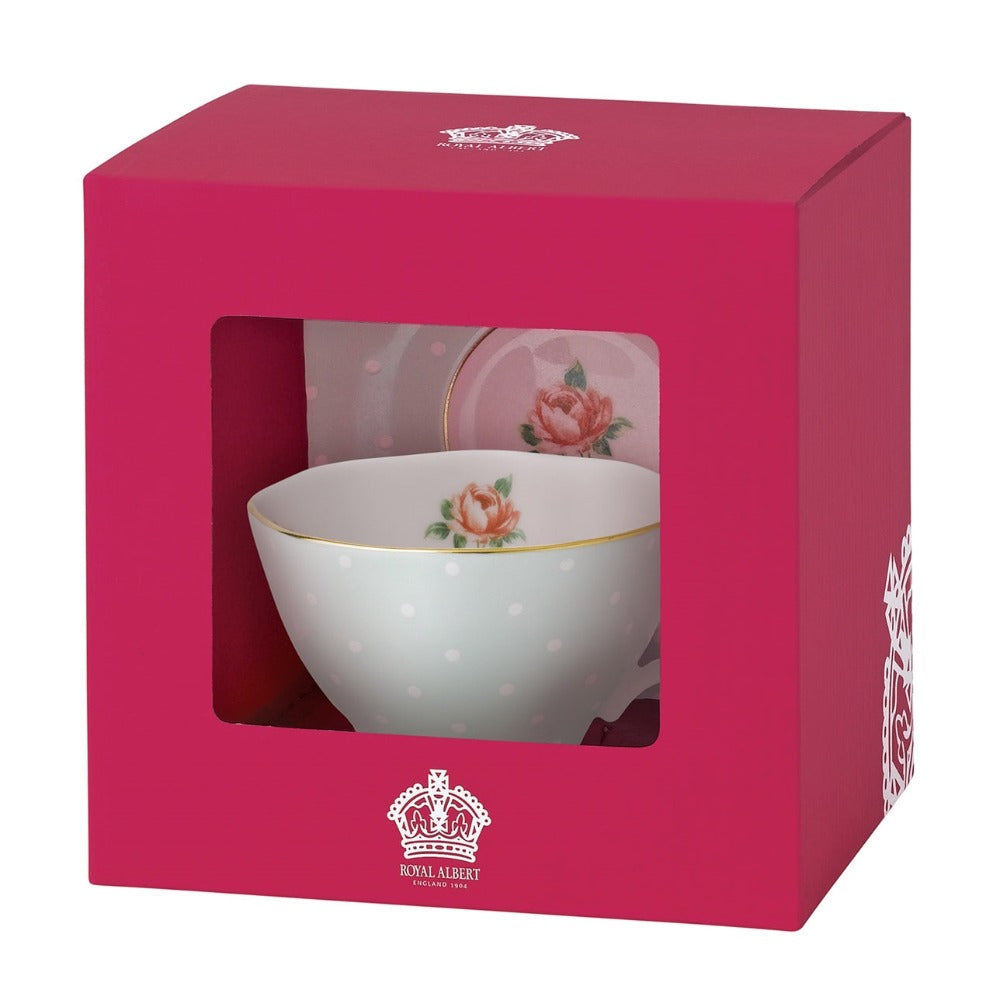 Royal Albert Polka Rose Vintage Teacup and Saucer  Vibrant and vivacious, Polka Rose is a beautiful new addition to the vintage patterns that have made Royal Albert famous the world over.