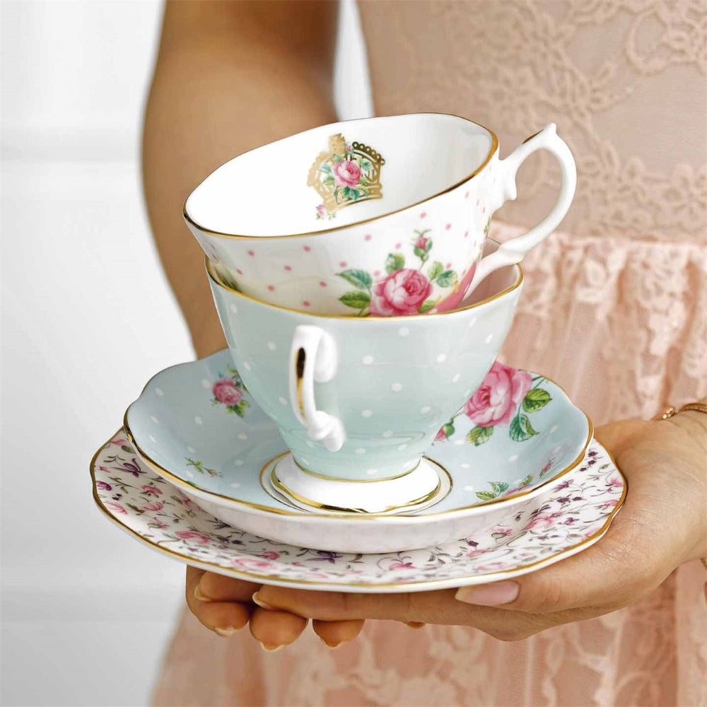 Royal Albert Polka Rose Vintage Teacup and Saucer  Vibrant and vivacious, Polka Rose is a beautiful new addition to the vintage patterns that have made Royal Albert famous the world over.