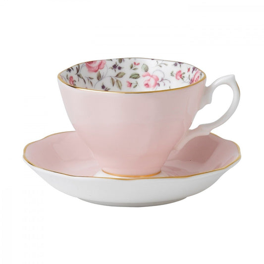 Royal Albert Rose Confetti Vintage Teacup and Saucer