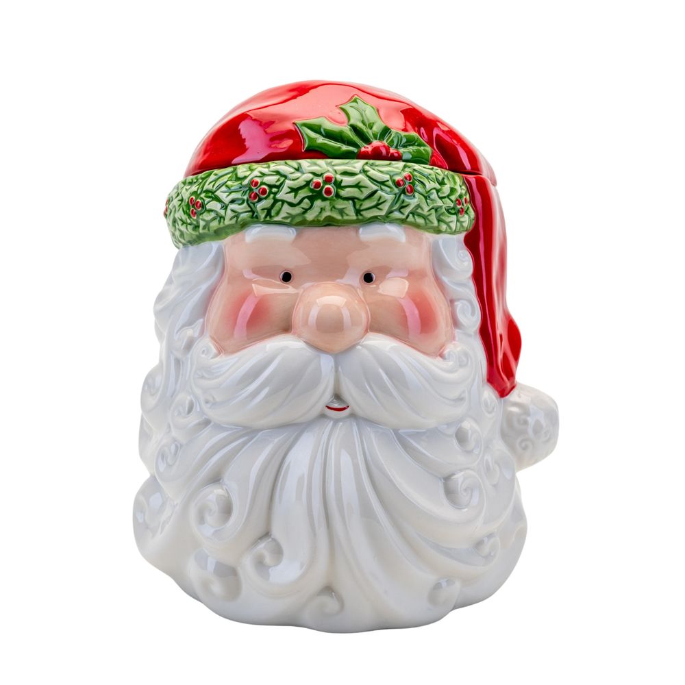 Santa Cookie Jar 22cm  Keep some cookies fresh for Santa this year in this Santa-shaped cookie jar. Simply remove the top of his hat when you fancy a delicious sweet treat.