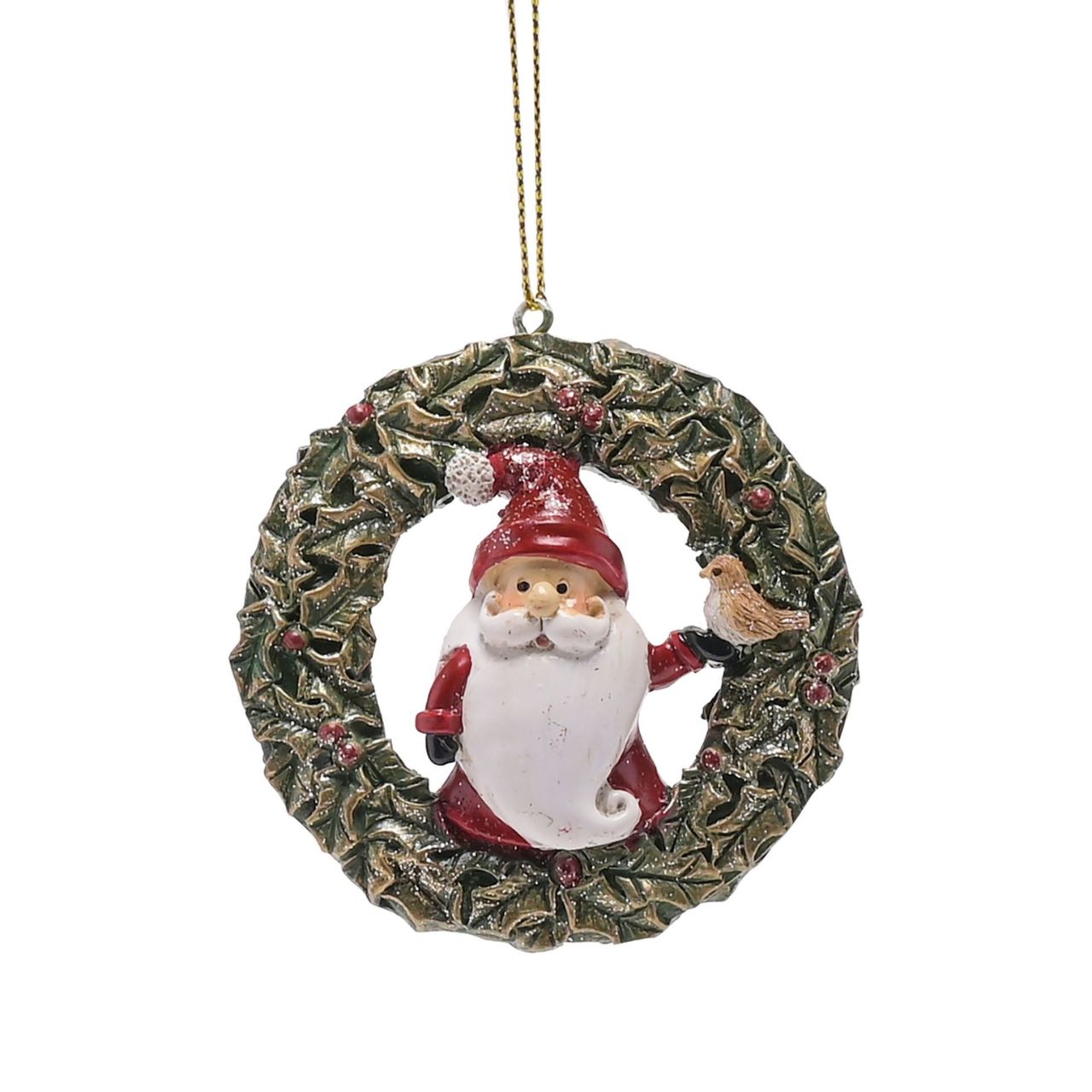 Santa in Wreath Christmas Decoration  A Santa in wreath Christmas decoration.  This standout decoration takes centre stage when displayed on the Christmas tree.