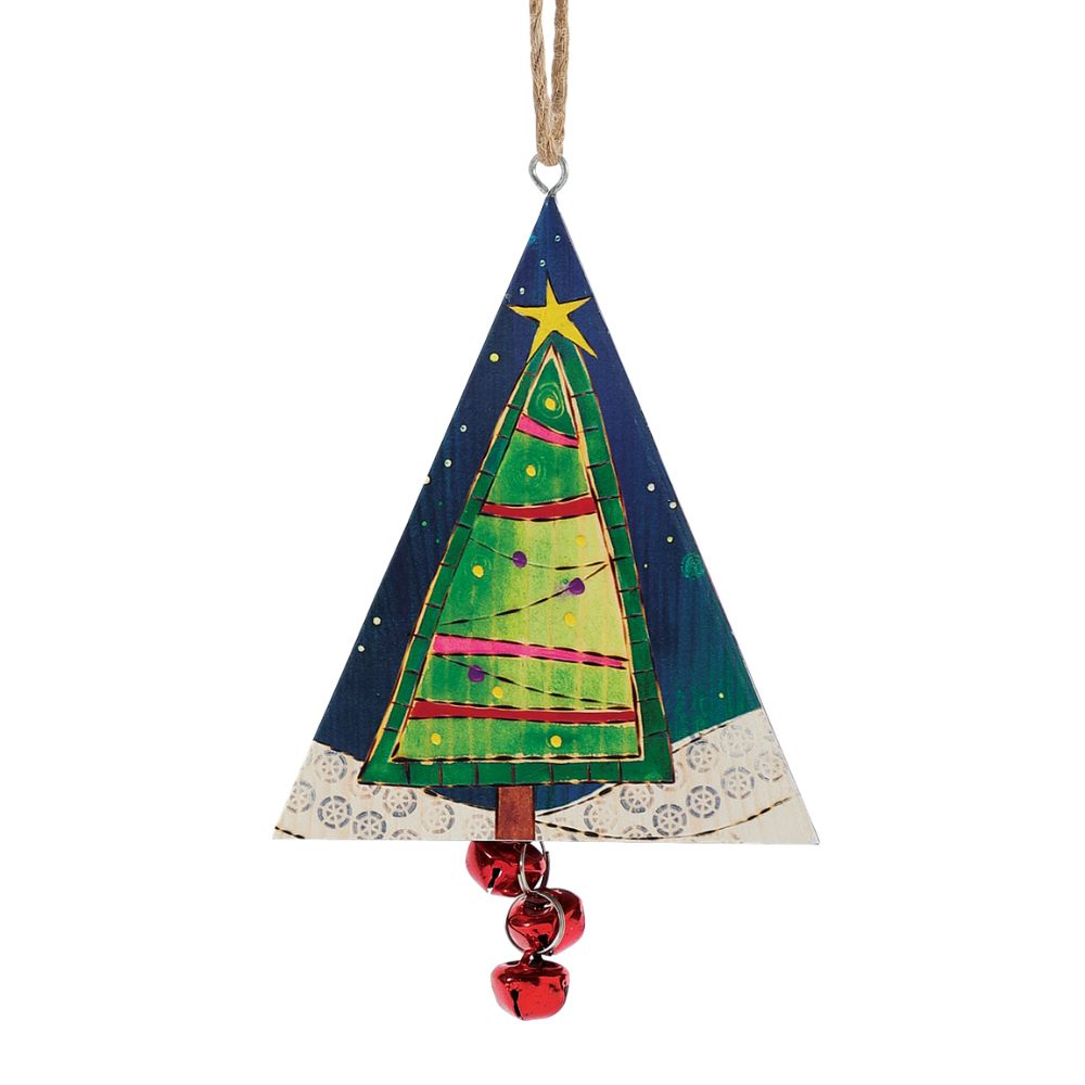 Santa Triangle Christmas Hanging Bell Ornament  Our newest collection; Painted Peace. Designed by Stephanie Burgess, each colourful piece in the collection has been designed to create feelings of peace and love in your home.