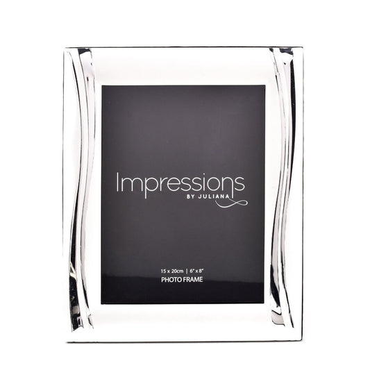 Satin Silver-Plated Photo Frame Shiny Wavy Design 6" x 8"  Adding a sophisticated touch to any space with its beautiful silver-plated design, this frame makes an unrivalled gift.  This home accessory will keep a special moment alive for years to come.