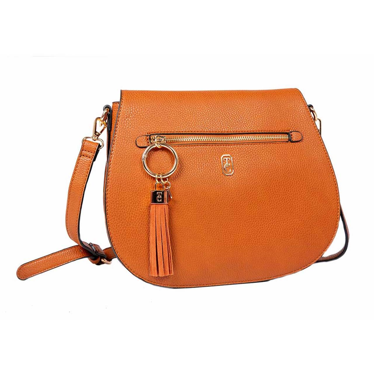 Tipperary Crystal Savoy Large Satchel Bag Brown (Yellow gold hardware)  This stylish new addition to our bag collection is proving to be very popular, with an outside zip compartment the Savoy bag is stylish and functional.