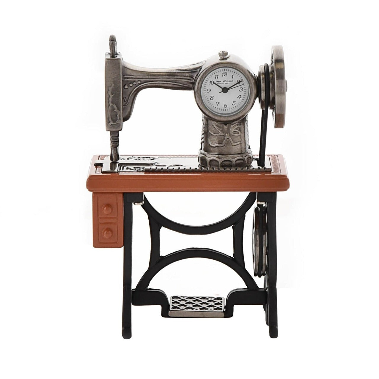 Miniature Clock - Sewing Machine  Bring a uniquely refreshing touch to the home with this stylish miniature clock made with great attention to detail.