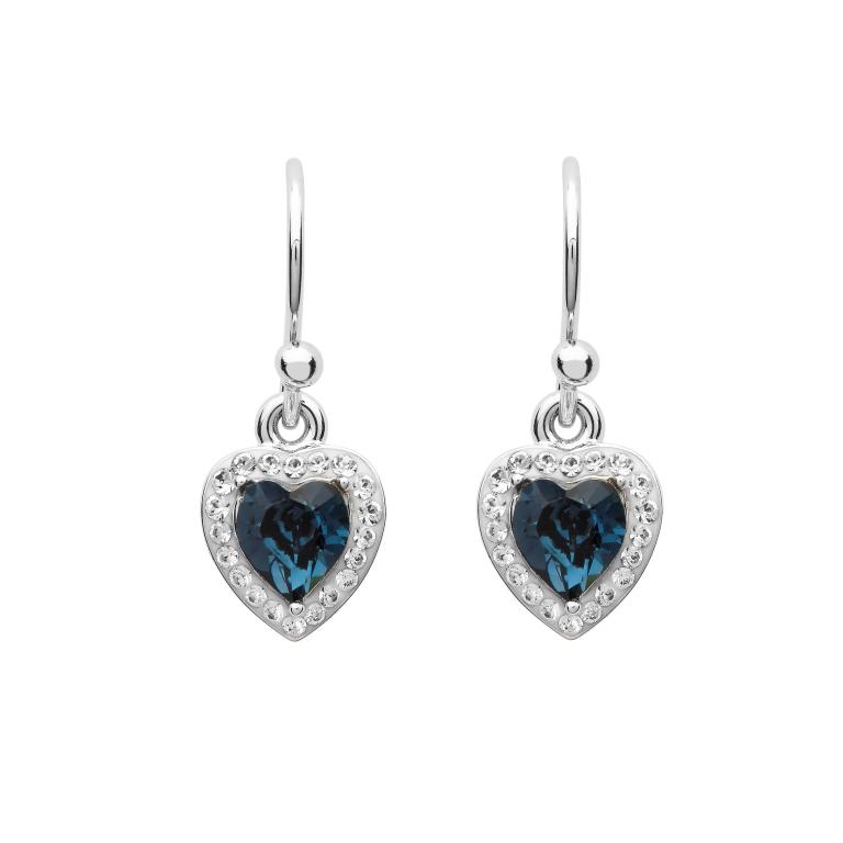 ShanOre Silver Heart Shape Earrings Encrusted With Sapphire