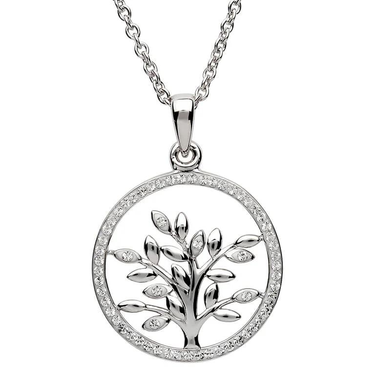 Shanore Tree Of Life Silver Pendant Adorned With Swarovski Crystal