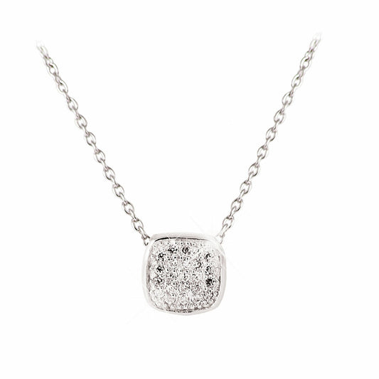 Tipperary Crystal Silver Pendant Pave Soft Edge Square  This shimmering pendant is sure to be a hit. Its versatile simplicity means it’s perfect for day and evening wear.
