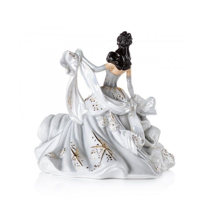 English Ladies Company Silver Radiance NEW 2021  Joining our English Ladies figurine collection this September is Silver Radiance. This gorgeous figurine is dress in a beautiful silver dress is decorated with elegant gold details. This sophisticated figurine is the perfect gift for celebrations such as a 25th wedding anniversary or would look beautiful on any collectors display.